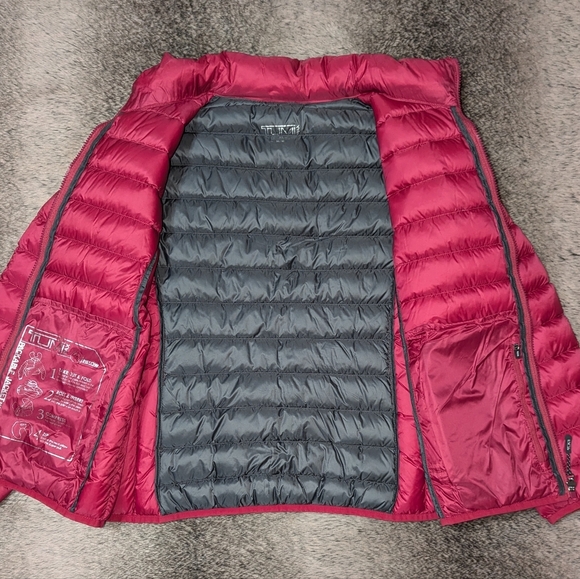 Tumi Clairmont Packable Travel Down Puffer Jacket Pink Women's Medium - Picture 5 of 11